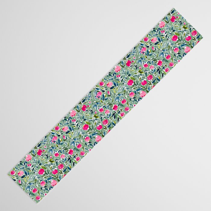 Popping Peonies - Green Table Runner Gallery Image 3