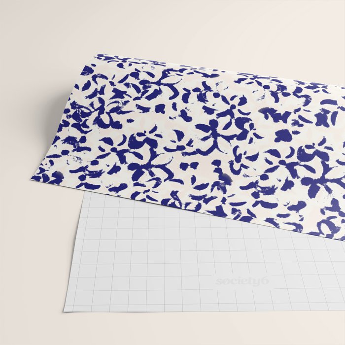 Mediterranean blue handmade floral Wrapping Paper Gallery Image 2