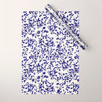 Mediterranean blue handmade floral Wrapping Paper Gallery Image 1