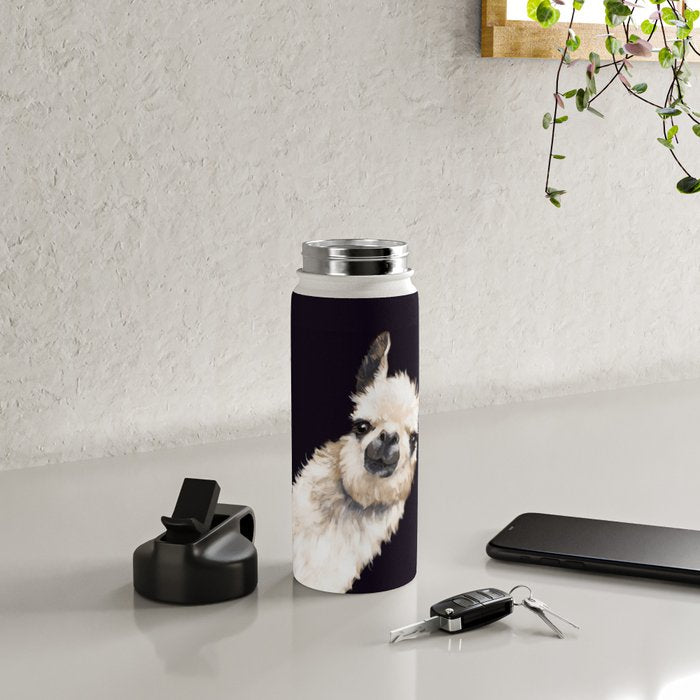 Sneaky Llama in Black Water Bottle Gallery Image 4