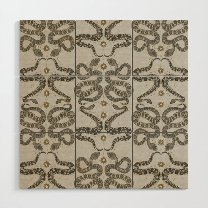 celestial snakes silver Wood Wall Art Gallery Image 1