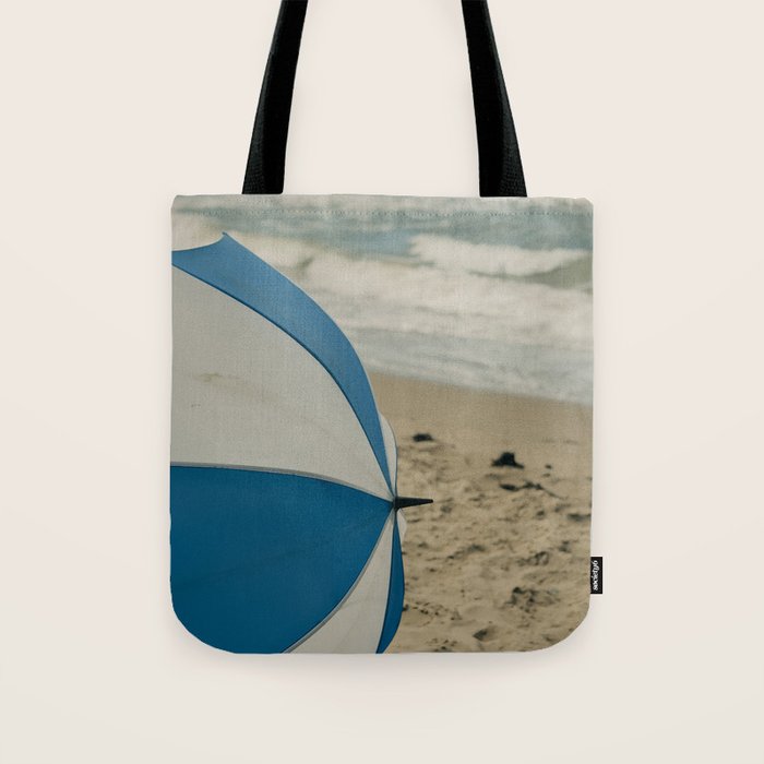 the beach umbrella - ocean sea travel photograph Tote Bag Gallery Image 1