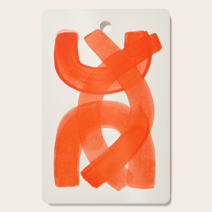 Mid Century Modern Abstract Painting Orange Watercolor Brush Strokes Cutting Board Gallery Image 1