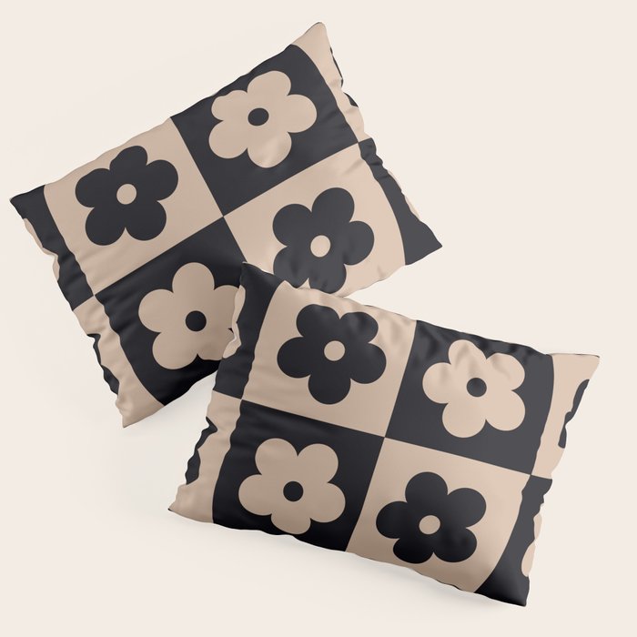 Bloom Check Tan Pillow Sham Gallery Image 1