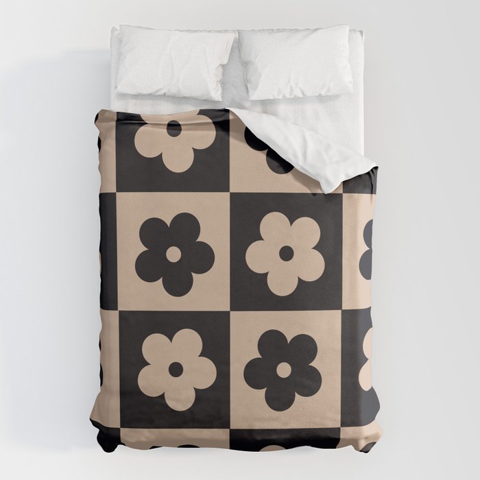 Bloom Check Tan Duvet Cover Gallery Image 1