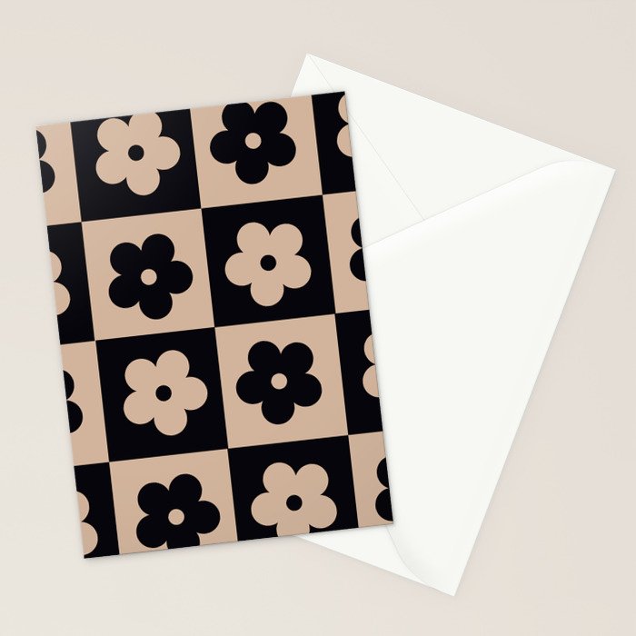 Bloom Check Tan Stationery Card Gallery Image 2