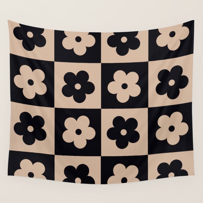 Bloom Check Tan Wall Tapestry Gallery Image 4