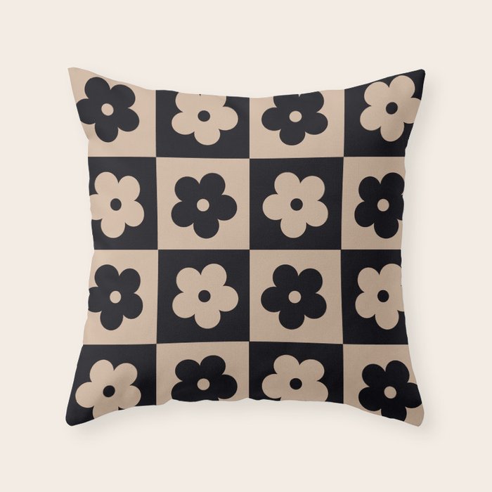 Bloom Check Tan Throw Pillow Gallery Image 6