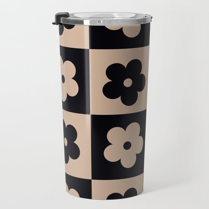 Bloom Check Tan Travel Mug Gallery Image 3