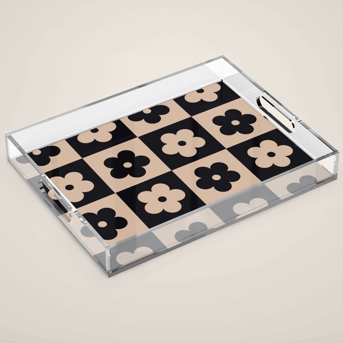 Bloom Check Tan Acrylic Tray Gallery Image 1