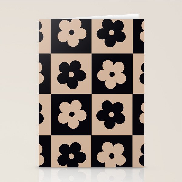 Bloom Check Tan Stationery Card Gallery Image 1