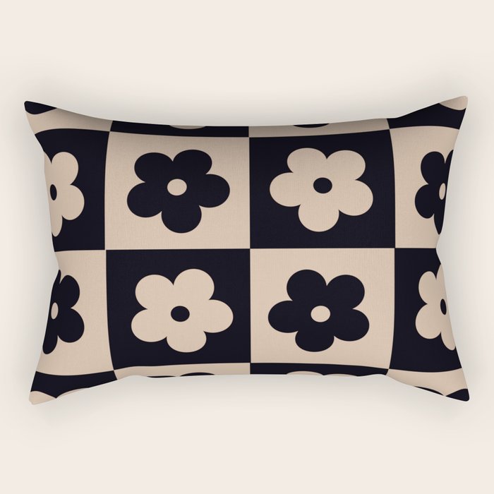 Bloom Check Tan Rectangular Pillow Gallery Image 1