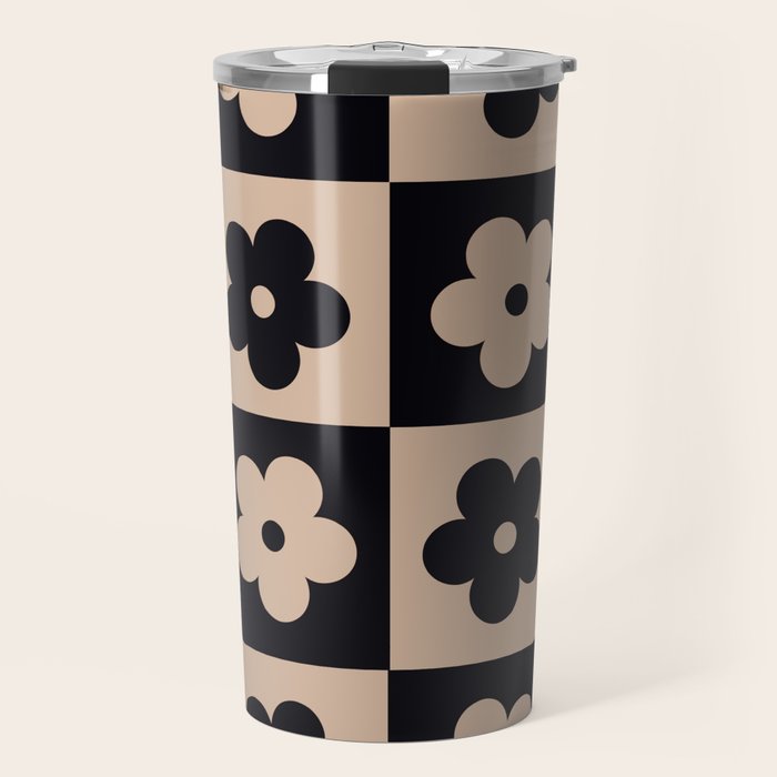 Bloom Check Tan Travel Mug Gallery Image 1