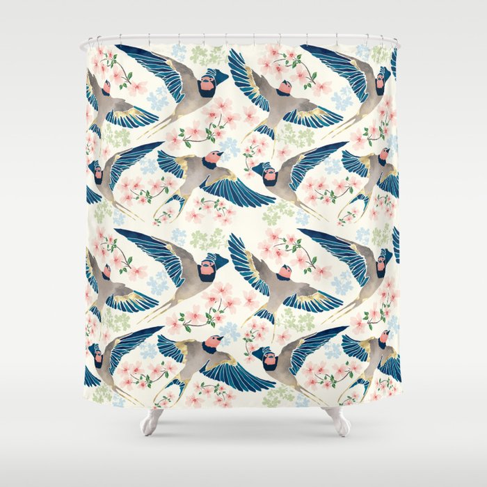 Swallows New Beginning II Shower Curtain Gallery Image 1