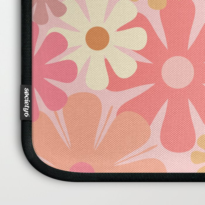 Blush Pink 60s 70s Vintage Flower Power Floral Pattern Laptop Sleeve Gallery Image 3