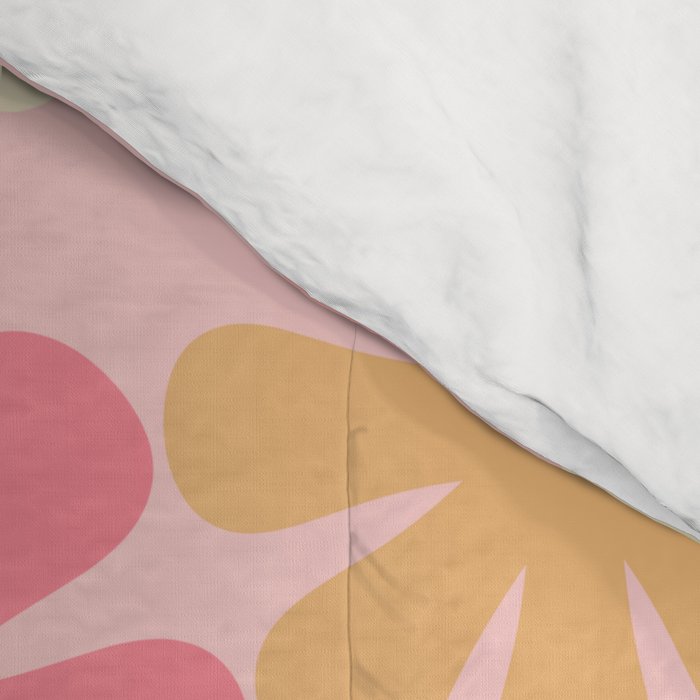 Blush Pink 60s 70s Vintage Flower Power Floral Pattern Comforter Gallery Image 4