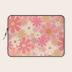 Blush Pink 60s 70s Vintage Flower Power Floral Pattern Laptop Sleeve Gallery Image 1