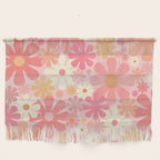 Blush Pink 60s 70s Vintage Flower Power Floral Pattern Wall Hanging Gallery Image 1