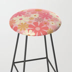 Blush Pink 60s 70s Vintage Flower Power Floral Pattern Stool Gallery Image 2