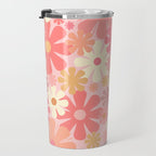 Blush Pink 60s 70s Vintage Flower Power Floral Pattern Travel Mug Gallery Image 3