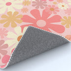 Blush Pink 60s 70s Vintage Flower Power Floral Pattern Rug Gallery Image 4