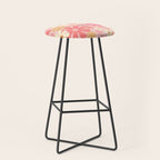 Blush Pink 60s 70s Vintage Flower Power Floral Pattern Stool Gallery Image 1
