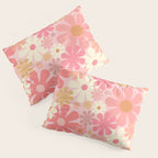 Blush Pink 60s 70s Vintage Flower Power Floral Pattern Pillow Sham Gallery Image 3