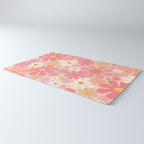 Blush Pink 60s 70s Vintage Flower Power Floral Pattern Rug Gallery Image 3
