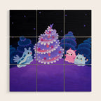 Merry christmas tree worm Wood Wall Art Gallery Image 1