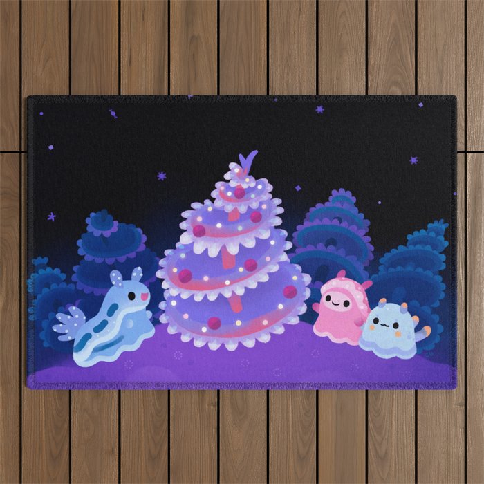 Merry christmas tree worm Outdoor Rug Gallery Image 1