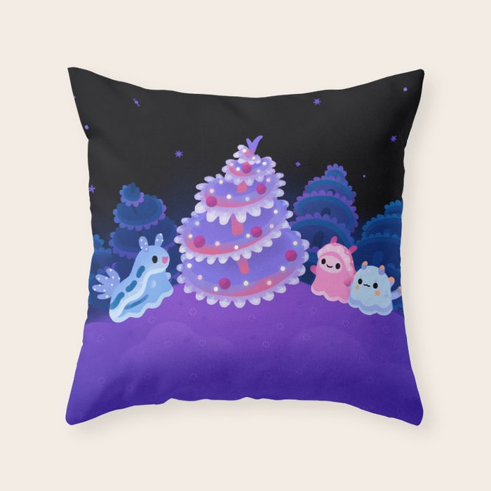 Merry christmas tree worm Throw Pillow Gallery Image 6