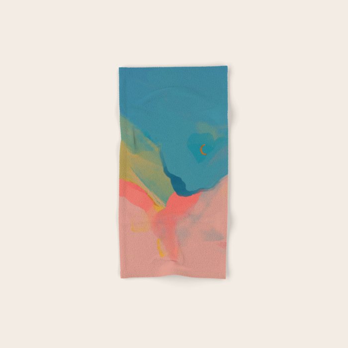Moon Light On Rainbow Pastel | Night Sky Texture Design Bath Towel Gallery Image 1