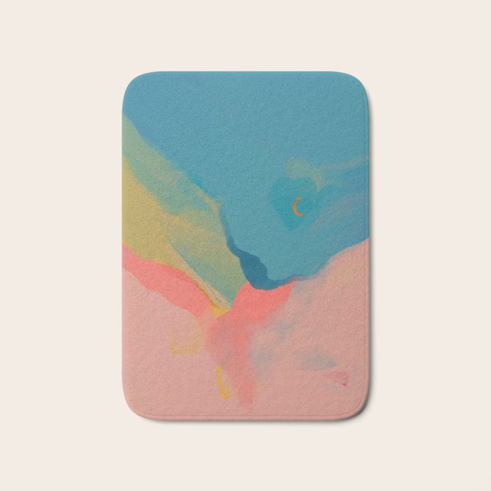 Moon Light On Rainbow Pastel | Night Sky Texture Design Bath Mat Gallery Image 1