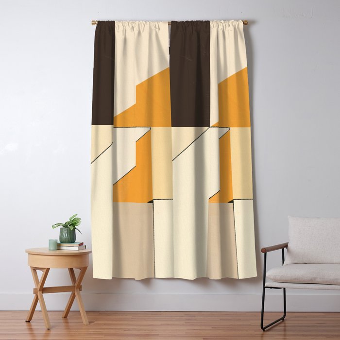 Geometric yellow and black arrangement Window Curtain Gallery Image 5
