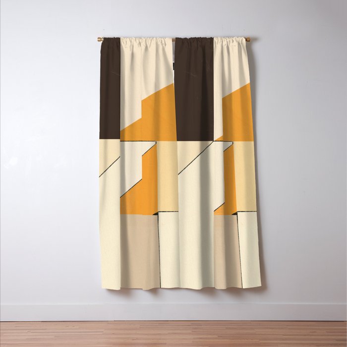 Geometric yellow and black arrangement Window Curtain Gallery Image 3