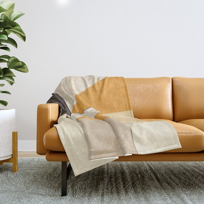Geometric yellow and black arrangement Throw Blanket Gallery Image 1