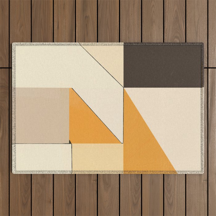 Geometric yellow and black arrangement Outdoor Rug Gallery Image 1