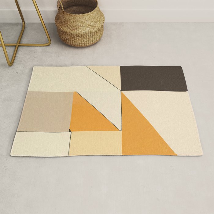 Geometric yellow and black arrangement Rug Gallery Image 1