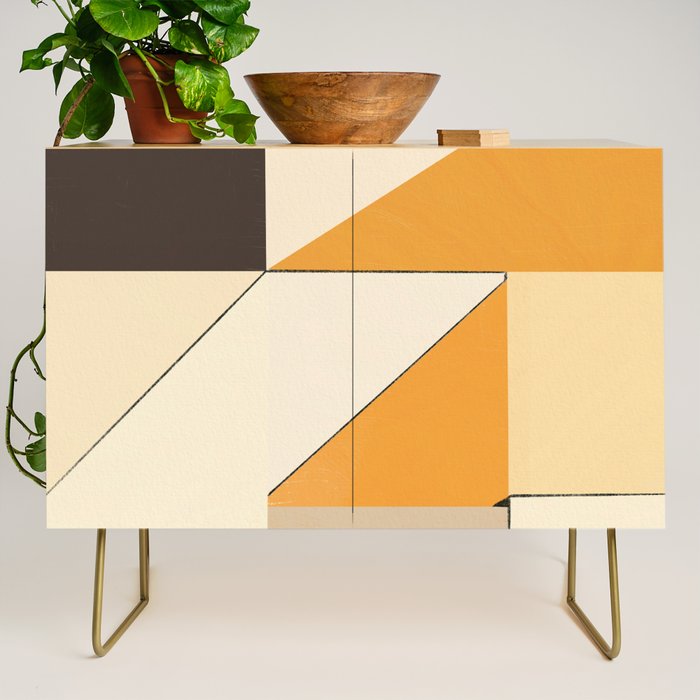 Geometric yellow and black arrangement Credenza Gallery Image 1