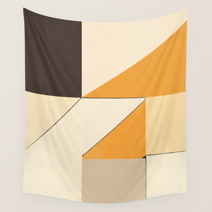 Geometric yellow and black arrangement Wall Tapestry Gallery Image 4