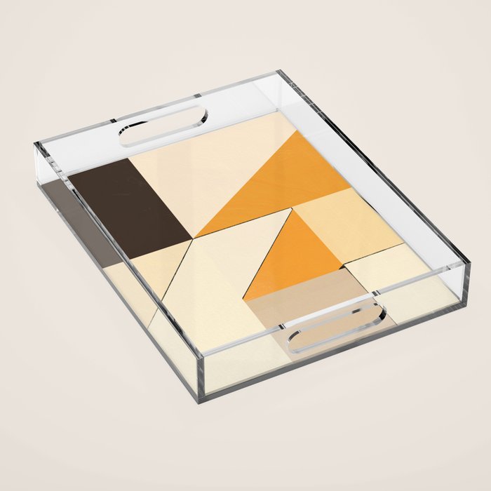 Geometric yellow and black arrangement Acrylic Tray Gallery Image 1