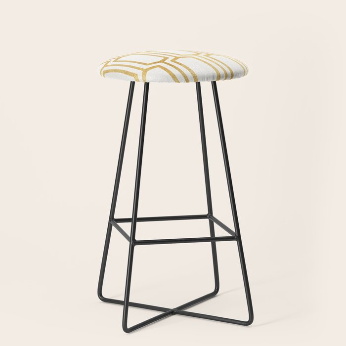 Mid Century Metallic Geometric Pattern Stool Gallery Image 1