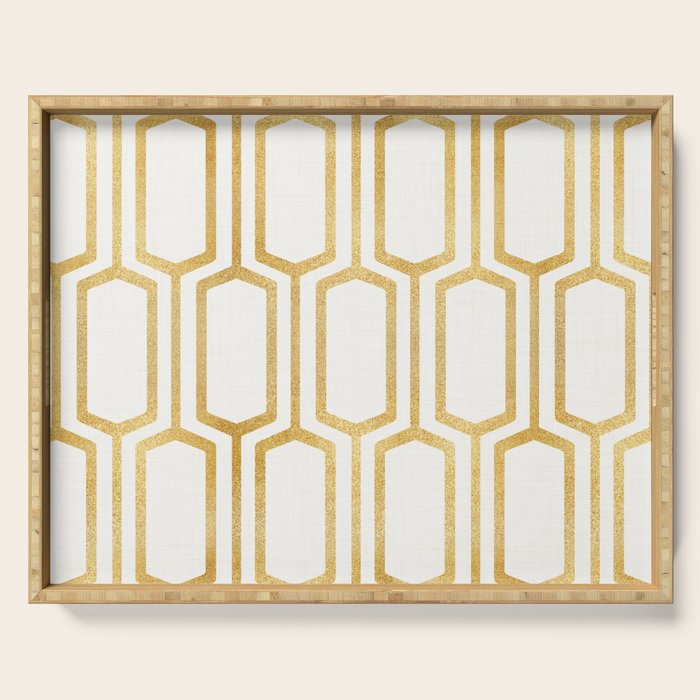 Mid Century Metallic Geometric Pattern Serving Tray Gallery Image 1