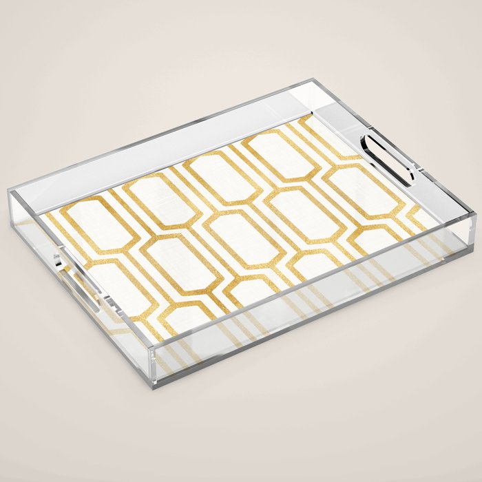 Mid Century Metallic Geometric Pattern Acrylic Tray Gallery Image 1