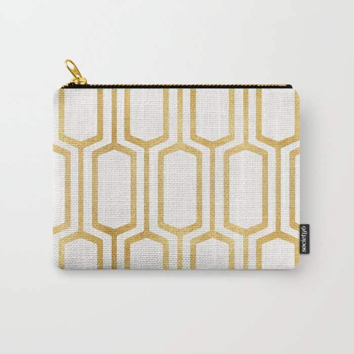 Mid Century Metallic Geometric Pattern Carry All Pouch Gallery Image 1