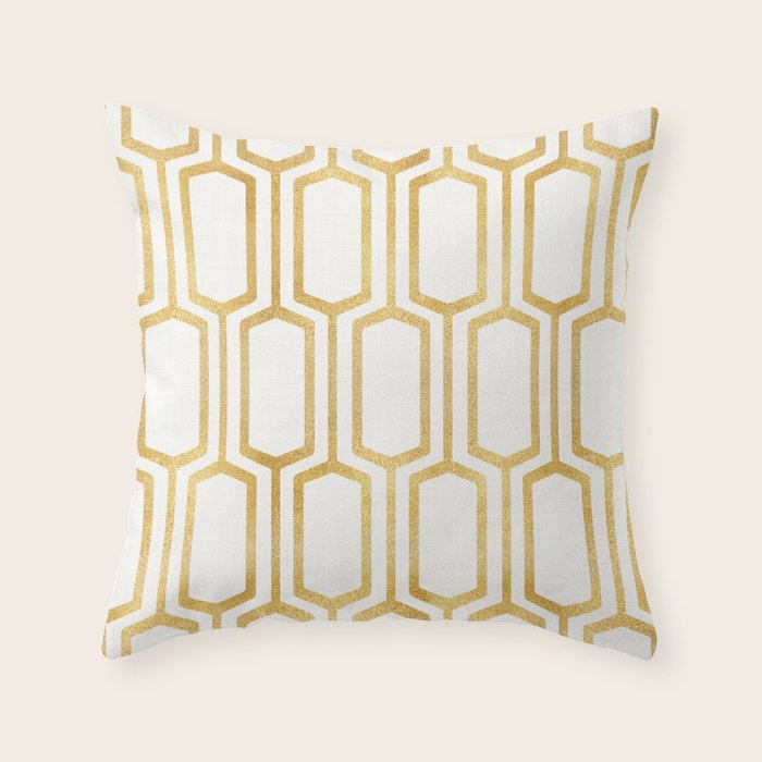 Mid Century Metallic Geometric Pattern Throw Pillow Gallery Image 6