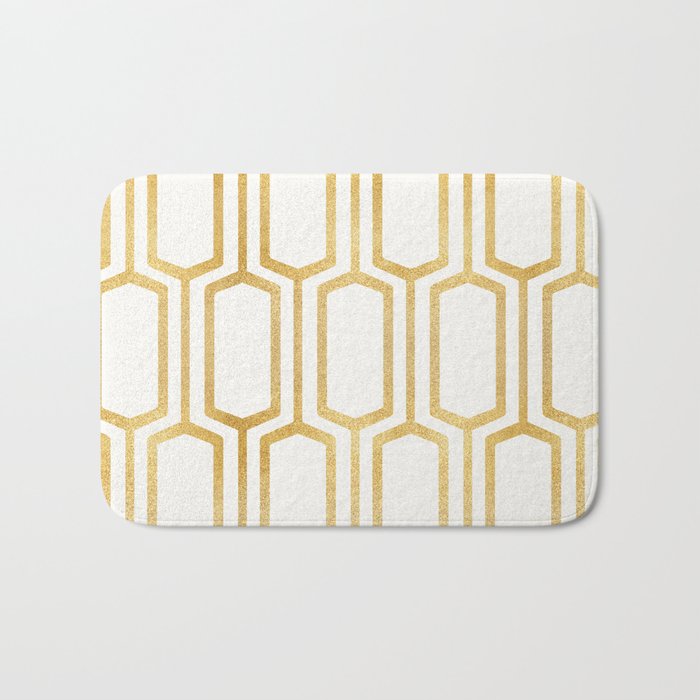 Mid Century Metallic Geometric Pattern Bath Mat Gallery Image 1