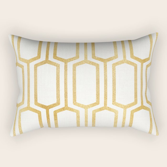 Mid Century Metallic Geometric Pattern Rectangular Pillow Gallery Image 2