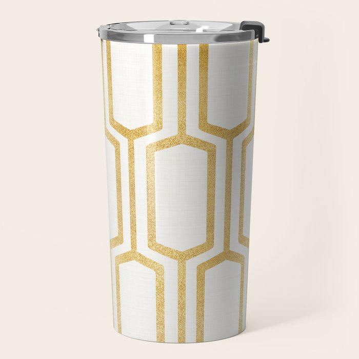 Mid Century Metallic Geometric Pattern Travel Mug Gallery Image 2