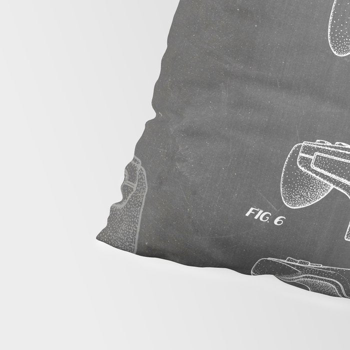 Video Game Controller Patent - Retro Gaming Game Room Art - Black Chalkboard Pillow Sham Gallery Image 4